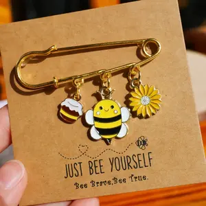 Positive Bee Brooch Set, Inspirational Cards Included, Perfect Gift for Friends & Family, Valentine's Day, Father's Day, Thanksgiving