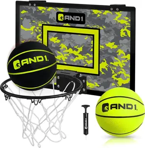 AND1 Over the Door Mini Basketball Hoop: 18x12 Shatterproof Backboard, 2 Mini Basketballs, and Hand Pump Included - Ultimate Indoor Accessory