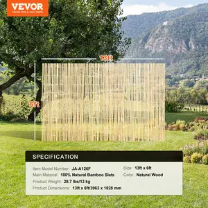 VEVOR Natural Bamboo Fence Privacy Screen, Eco-Friendly Privacy Bamboo Slat Fence, 6 ft Hx 13 ft L Decorative Bamboo Screen Panel, for Garden, Backyard, Balcony, Patio, Pool Side