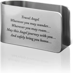 May This Angel Journey with You and Safely Bring You  Engraved Stainless Steel  Visor Clip, Reminder to Stay Safe, Angel Safe Travels Driving Gifts for Family ,  Driver Gifts
