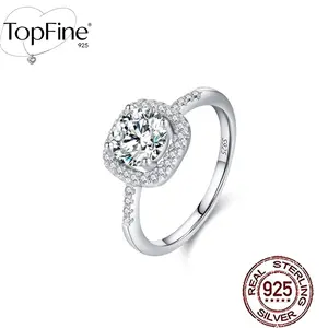 Women's 925 Sterling Silver Cushion - Shaped Cubic Zirconia Ring - Silver, Ideal for Engagement & Gifts on Valentine's Day Engagement Ring
