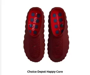 Wine Red Hollow Breathable Foam Rubber Clogs Curved Wavy Platform Outsole Comfort Massage Footbed Summer Beach Shower Slip On Slides