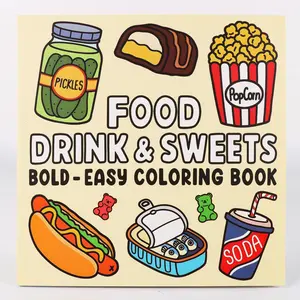 FOOD DRINK & SWEETS Dessert Popcorn Box Pickles BOLD-EASY Coloring Book Perfect Gift for Adults Picture Book for Valentine's, Christmas, Halloween