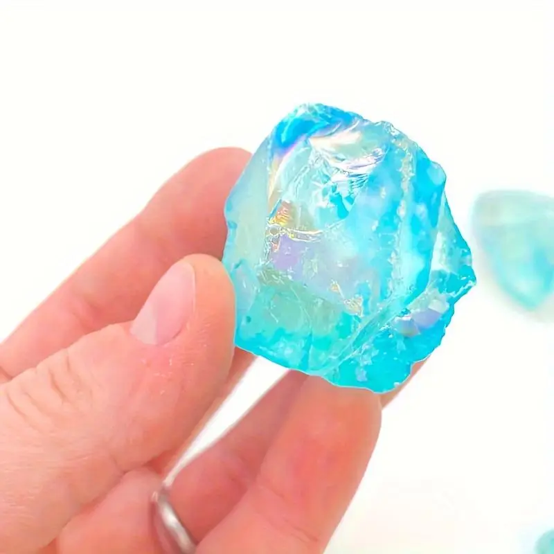 Raw Aqua Aura Quartz Crystal, 1/2 Counts Rough Aqua Aura Quartz Stone, Raw Blue Quartz, Aurora Crystals, Home Decor, Ornaments Decor