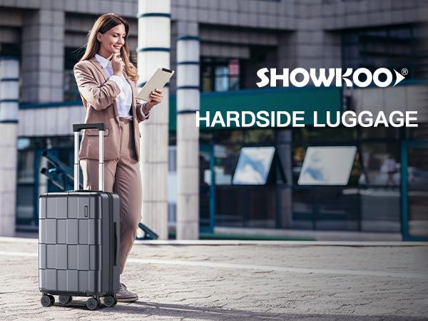 SHOWKOO 3-Piece Luggage Set (20in/24in/28in) Durable Full PC Hardside Lightweight Expandable Carry On Suitcase Sets with Double Spinner Wheels TSA Lock Gray High-quality Gift for Travel,School,Business