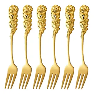 Romantic Rose-Shaped Fruit Forks Set of 6, Premium Stainless Steel Cake Forks, Perfect Gift for Weddings/mother's Day/anniversaries