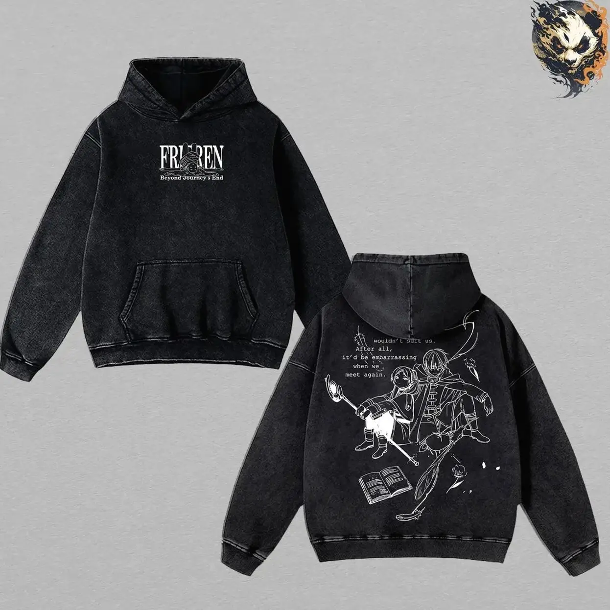 Frieren × Himmel Hoodie & Tee Washed – Frieren: Beyond Journey’s End Vintage Washed Oversized Heavy Cotton Anime Manga Hoodie T-Shirt, Double Printed Retro Unisex Streetwear, Love After the Journey Editio AN1