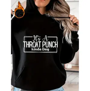 Stylish Plus Size Letter Graphic Hoodie For Women With Cozy Fleece Lining And Relaxed Fit Perfect For Winter And Fall Fashion