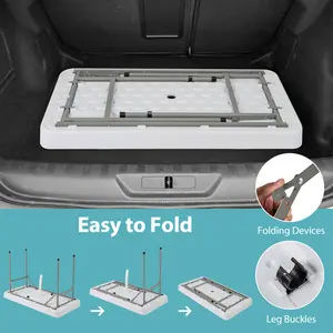 COSTWAY - 4 Foot Ice Cooler Folding Table Portable Ice Bin Table with Large Sink-White