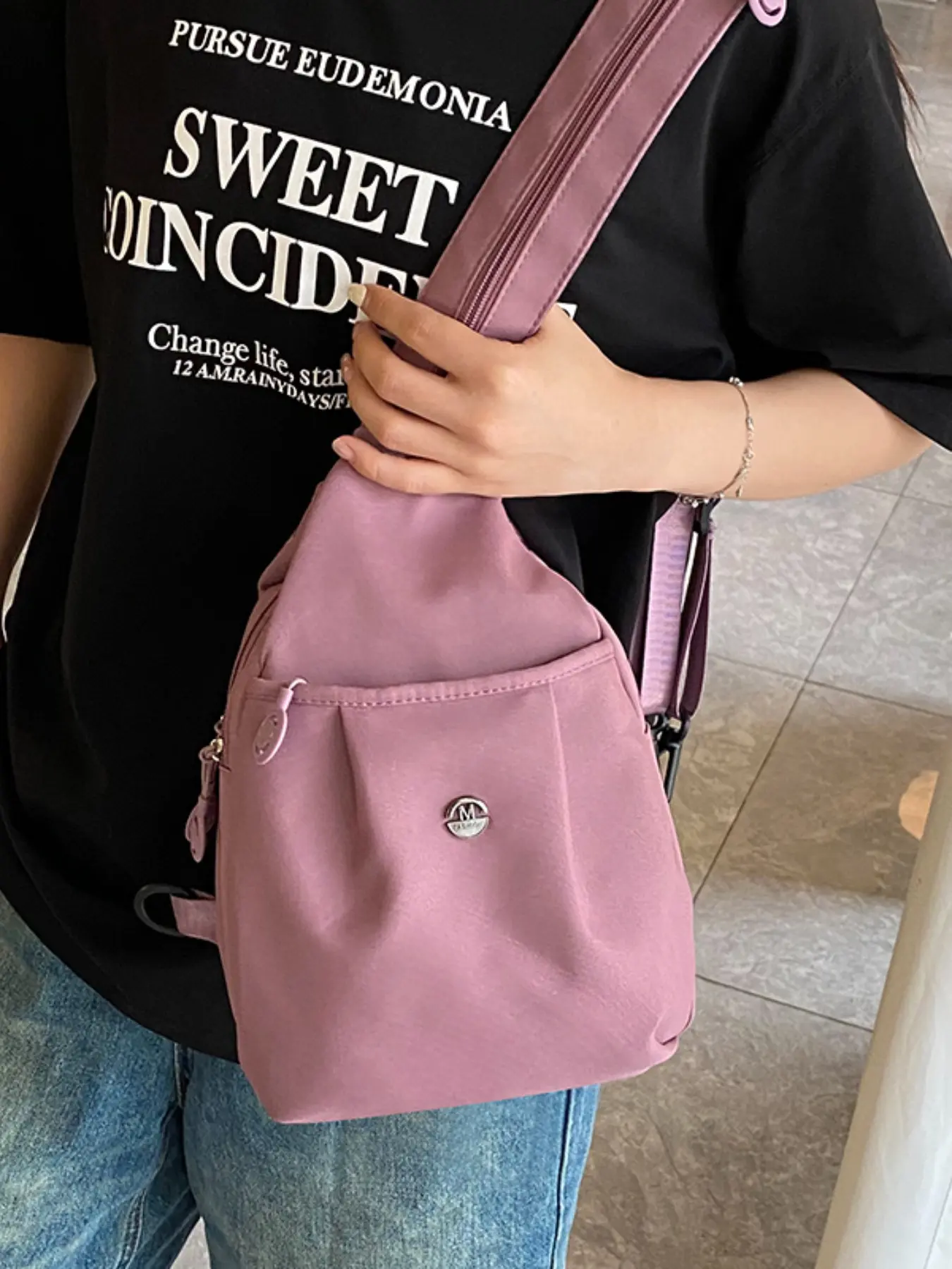Nylon Mini Backpack Convertible Crossbody Sling Bag Casual Daypack Lightweight S6d1729d788894a979ab240690d6e9  main image 4