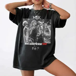 L-Lost Amercana M-M-MGK Comfort Color Printed Tee Ring-Spun Cotton Soft-Washed T-Shirt Trendy Tops Perfect Gift