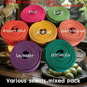 120pcs Mixed Spiral Incense Sticks for Yoga and Meditation, Relaxing Aromatherapy, Long-Lasting Fragrance, Home Decor Gift Choice