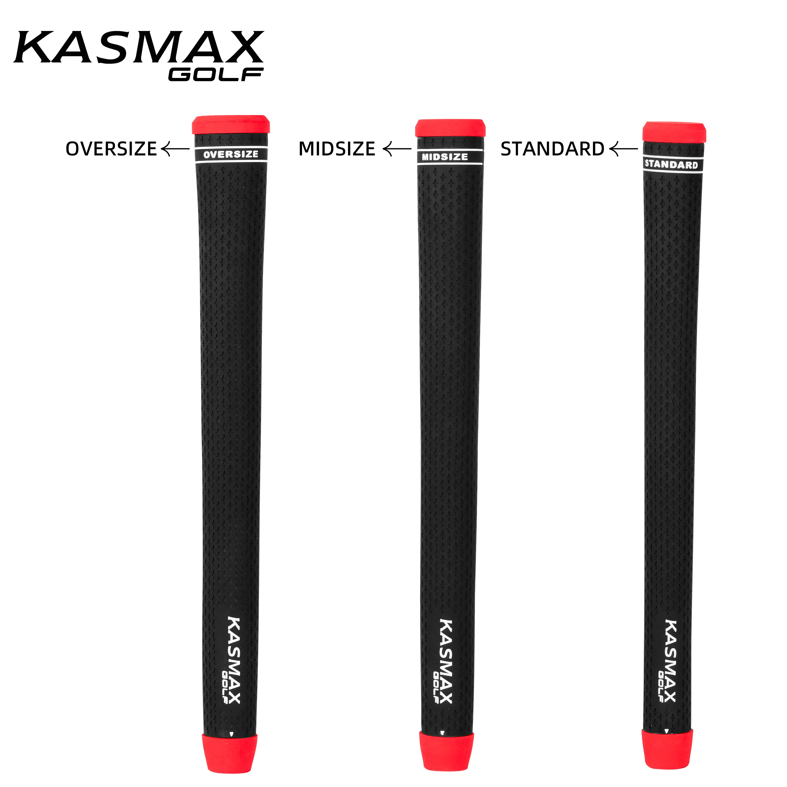 KASMAX 12-Pack Golf Rubber Grips for Adults, Standard/Midsize/Oversize, Anti-Slip Texture Control, Twist Resistant Stability Core, Alignment Aid Golf Club Parts, All Weather Traction Replacement for Irons Woods Drivers