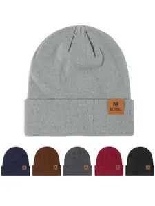 Unisex Fashionable Plain Knit Beanie Hat, Warm Windproof Cold-Weather Headwear for Fall & Winter, Casual Style Unisex Cap, Knitted Hat