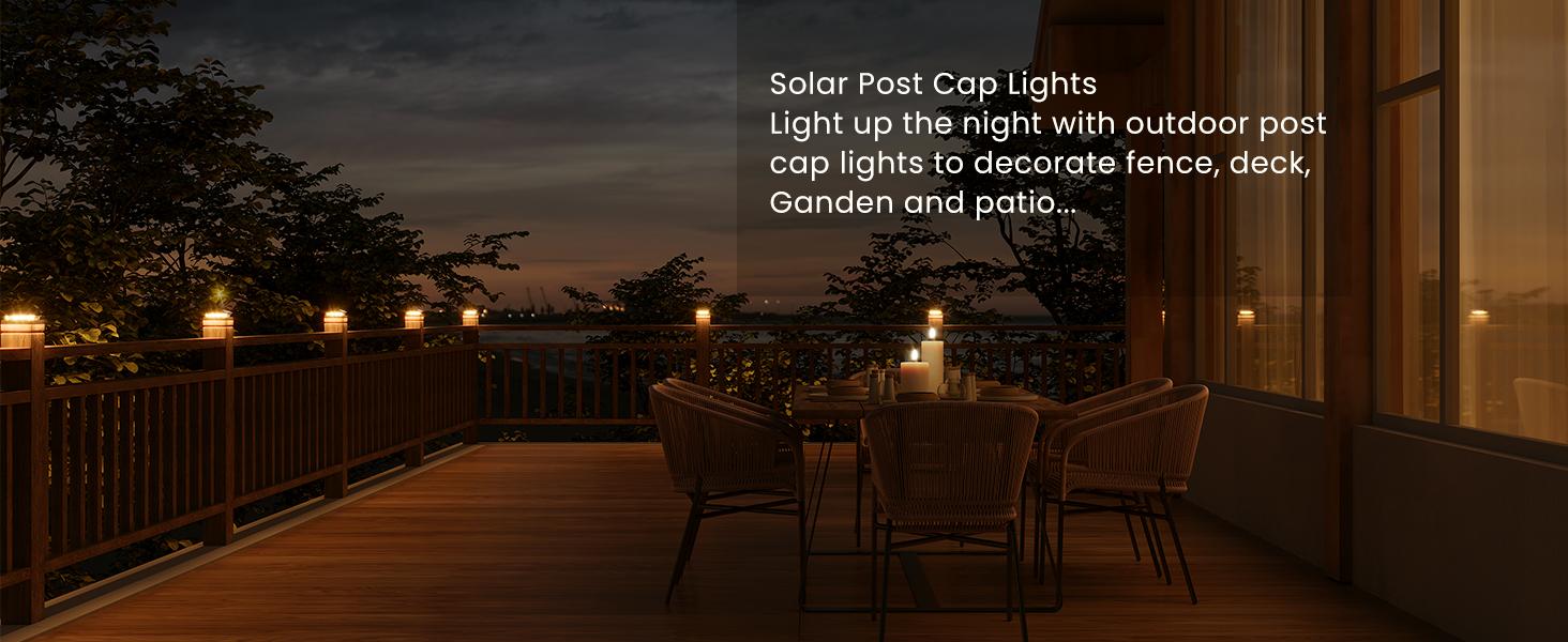 Solar Post Cap Lights Outdoor 16-Pack, Black Waterproof Solar Powered Deck Fence Lights Fit 4x4 Wood/Vinyl Posts, Bright Warm White for Patio, Porch
