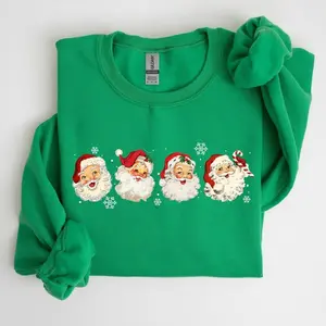 RetroSantasInARow,Christmas,Winter,XmasSweatshirt,Women'sCrewNeck,Crewneck