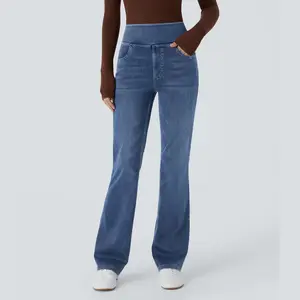 Halara Flex High Waisted Pockets Washed Casual Bootcut Jeans #SwimWeek Halara Flex High Waisted Pockets Washed Casual Bootcut Jeans #SwimWeek