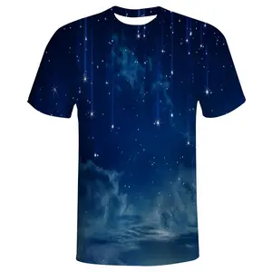 Unisex Starry Night Galaxy T-Shirt – Twinkling Stars & Clouds Cosmic Print, Ideal for Adults’ Casual Wear, Festivals, or Everyday Stylish Comfort
