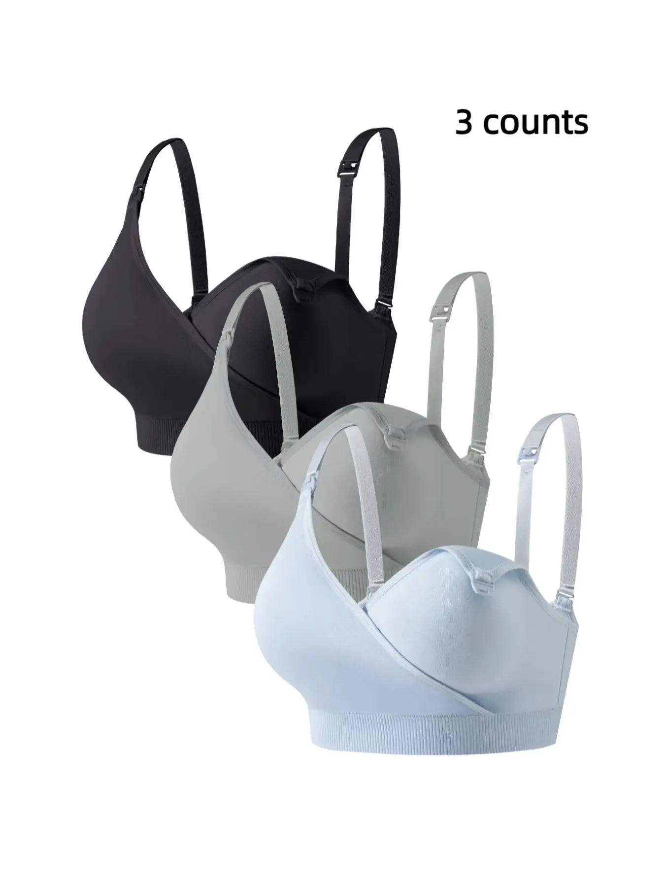 Women's Solid Adjustable Strap Buckle Front Pregnant Maternity Bra, Maternity Clothes, Comfortable Breathable Wrap Nursing Bra, Maternity Lingerie for