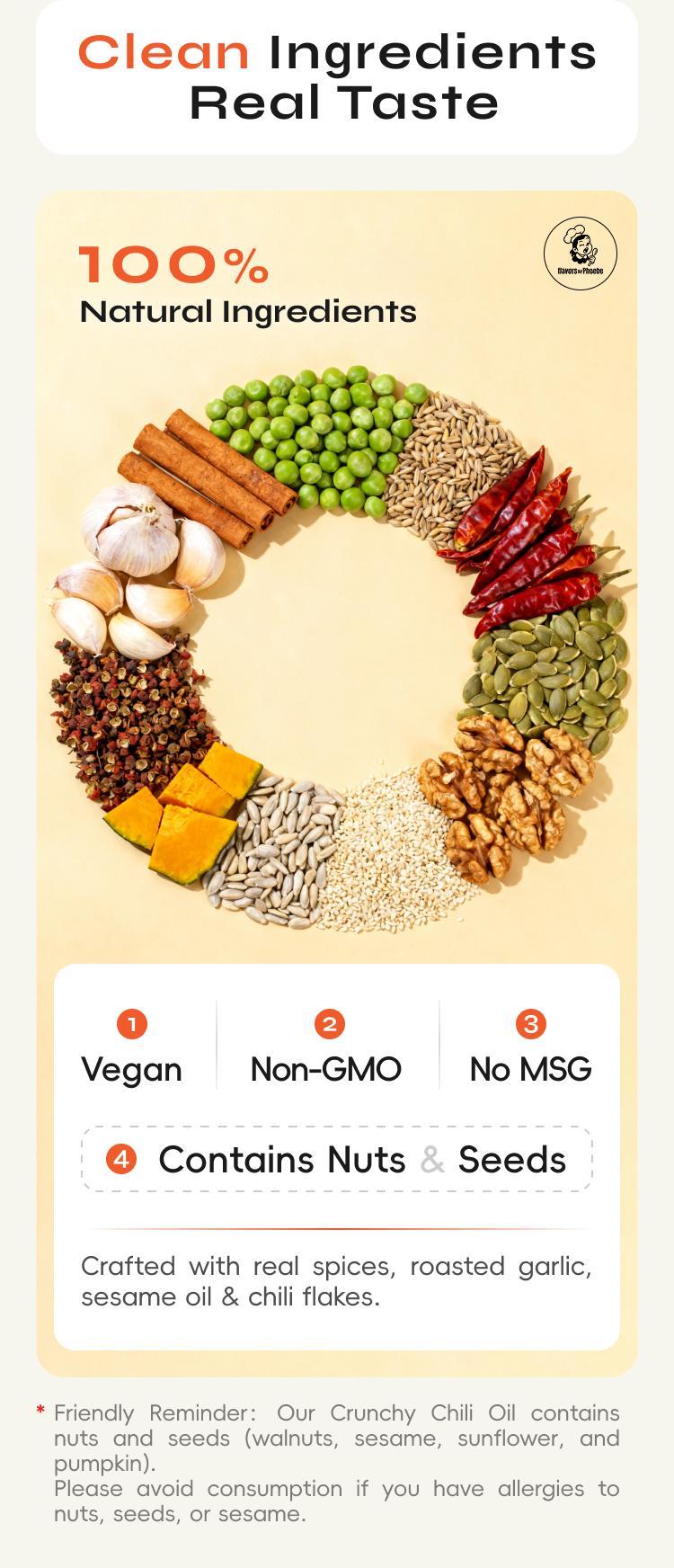 Flavors by Phoebe Crunchy Chili Oil 170g/6oz Crisp Nutty Bold Dip Sauce for Gatherings Parties Everyday Enjoyment Unique Culinary Experience Vegetable Salt