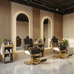 Baasha Black Gold Reclining Salon Chair with Adjustable Backrest, Elegant Design, Heavy Duty Barber Chair, Weight Capacity up to 440 lbs