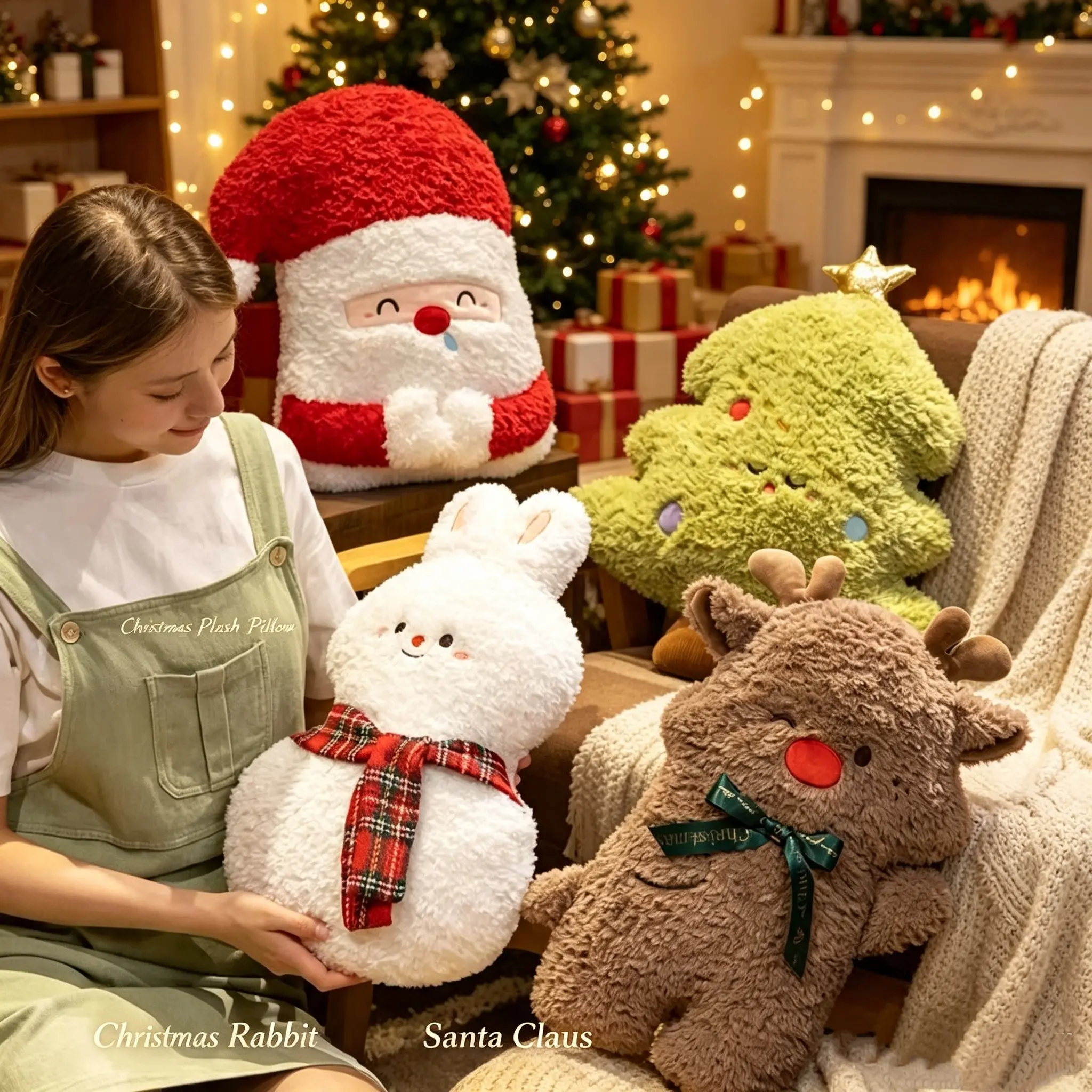 Christmas Tree Santa Claus Pillow Plush Doll Super Soft Doll