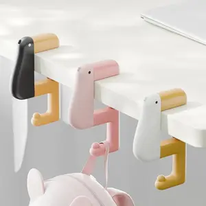 Duck Shape Multifunctional Bookbag Hook, Cute Animal Design Schoolbag Hanger for Desk, Backpack Organizer, Durable Mount