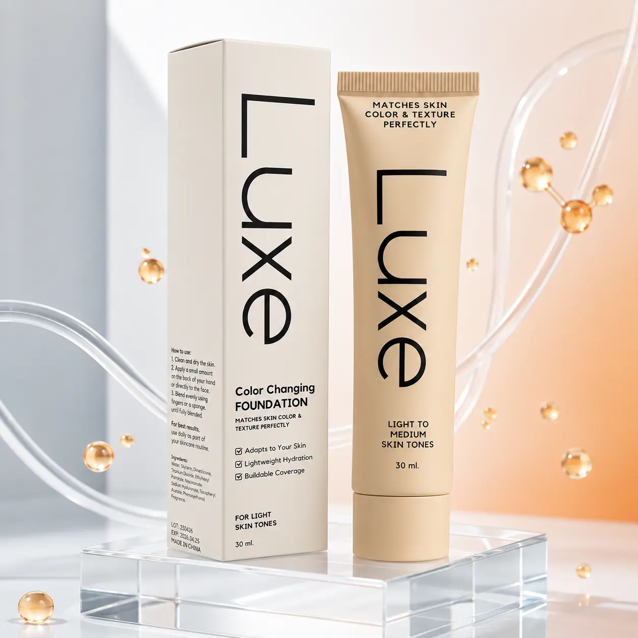 Color Changing Foundation, Skin Tone Matching Liquid Makeup with Lightweight Buildable Coverage, Natural Dewy Skin-Like Finish for Everyday Makeup Routine