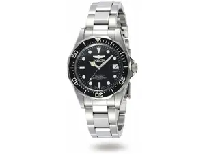 Invicta 8932 Mid-Size Quartz Pro Diver in all Stainless Steel on Bracelet With a Black Dial and Bezel Watch