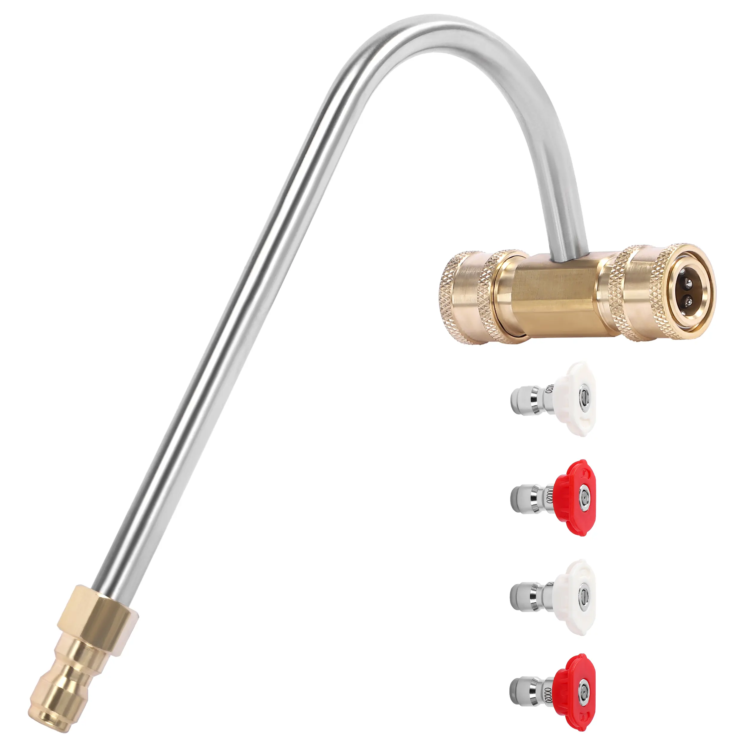 RIDGE WASHER 4000 PSI Gutter Cleaner Attachment, Pressure Washer Wand, 4 High Pressure Nozzles, 1/4 inch Quick Connect