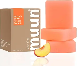 Yoni Soap Bar - Pack 3 Peach Ph Balance Probiotics & Natural Ingredients - Gentle Cleansing Formula Eliminates Odor Vaginal Health - Feminine Wash