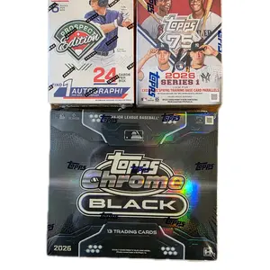 B524  1-2026 Topps Chrome Black Hobby Box, 1-2026 Heritage Blaster and  1-2025 Prospect Edition Blaster Box Break