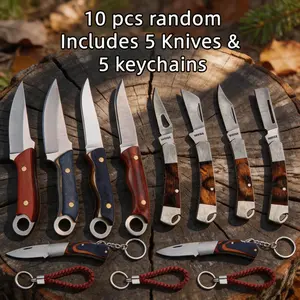 Swarm Mix Folding & Fixed Blade Knife Set of 5 and 5Keychains
