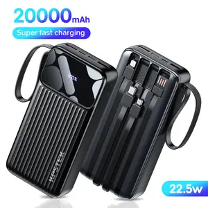 Portable Charger with Built in Cable - 20000mAh Fast Charging 22.5W Slim Power Bank USB C LED Display Travel Battery Pack 6 Outputs & 3 Inputs for iPhone Samsung Android iPad Phones Tablets etc Smartphone Chargeable magnetic power bank