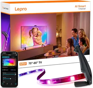 Lepro STV1 TV Backlight with Ultra-Wide Camera, 11.8FT True-to-Screen Color Sync LED Lights for 55-65 Inch TVs, Smart App and Voice Control, LightIMS Instant Sync & AI Lighting for Family Movie Nights