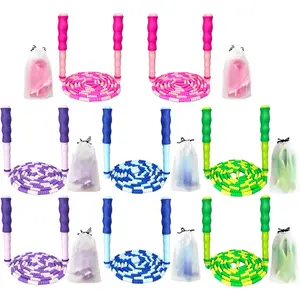 Soft Beaded Jump Ropes, Adjustable Length Skipping Rope, Tangle Free Segmented Jumping Rope for  and Adults Exercise, Fitness 9.2 Ft