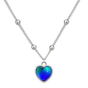 Heart Necklace Temperature Sensing Color Changing Love Aesthetic Gift for Women