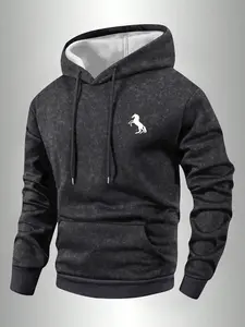 Autumn Winter Lightweight Men's Solid Color Hooded Jacket Sports Coat Drawstring Hood Kangaroo Pocket Street Fashion Running Workout Travel Vacation Outdoor Commuting Camping Clothing Activewear