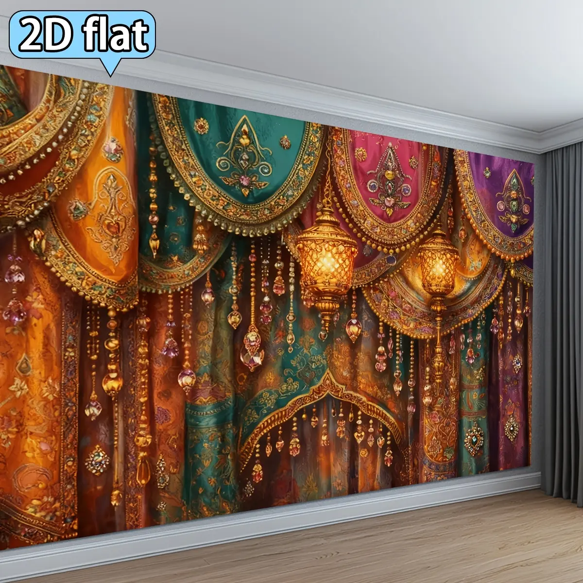 2D Flat - 2D Flat - 2D Flat. 1pc Arabian Night Luxurious Decorative Banner Background Fabric Party Background Decoration Banner Tapestry