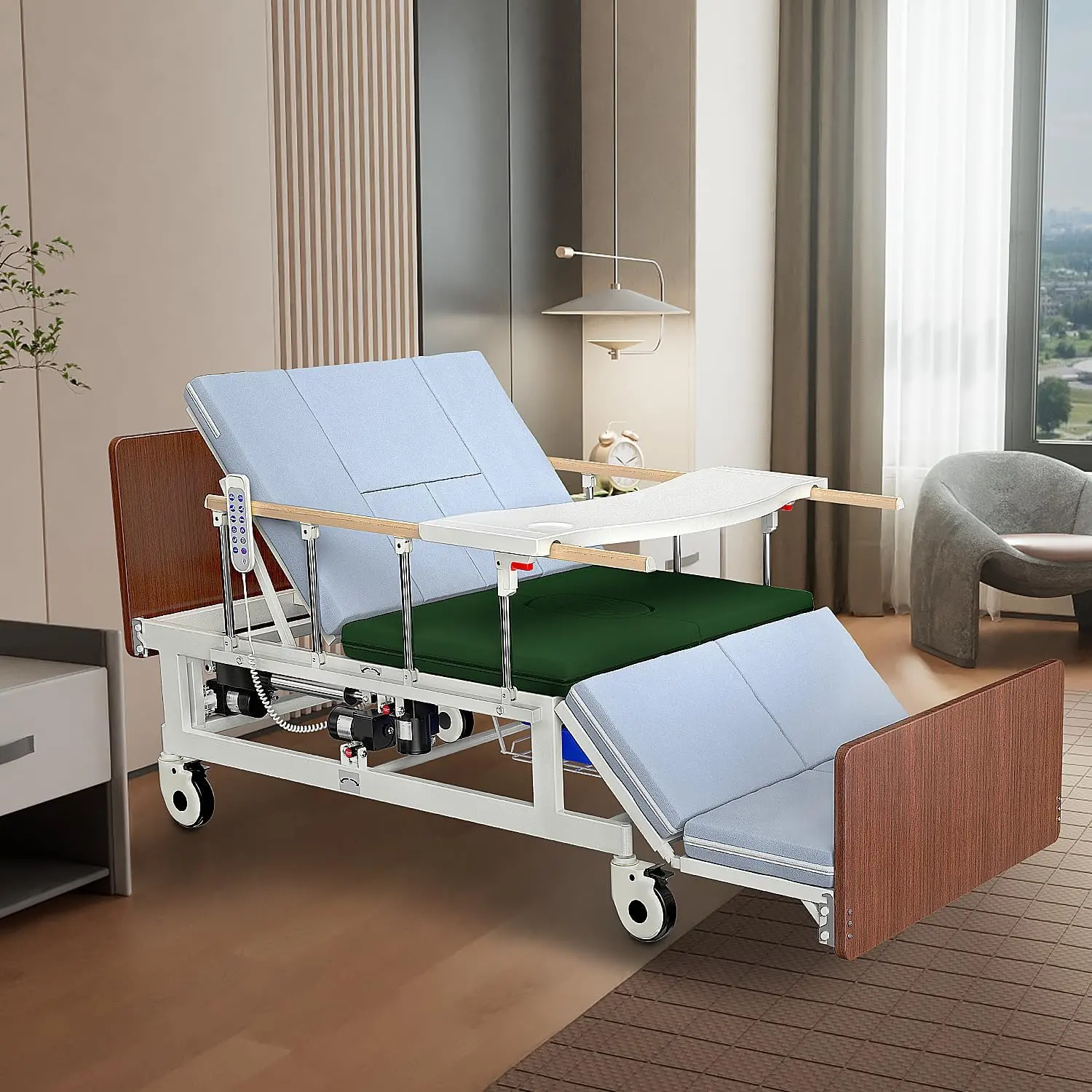 Fully Electric Hospital Bed for Home Use - 3 Classic Functions, Height Adjust, Easy Setup, Assembly Required, Premium Mattress, Safety Rails, Adjustable Bed Frame, 78.7" x 37.8" HomeCare Set