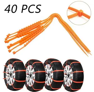 Universal Anti-Skid Snow Tire Chains 10PCS Emergency Traction Cables for Cars SUVs Trucks Reusable Winter Safety Chains for Snow Ice Mud 145-295mm Tires
