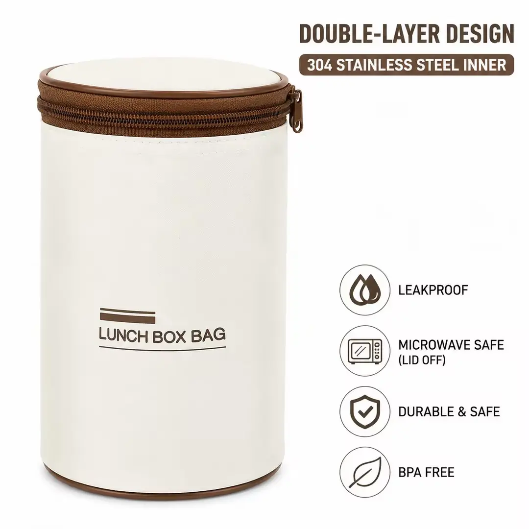 Portable insulated lunch box set – 3 layers, portable, 24-hour heat retention, for office workers, multi-layer design, winter edition, large capacity, 304 stainless steel, Microwave-safe, Student food container, No flavor mixing, Easy to clean, Bento box
