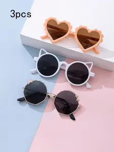 Fashion Children Glasses Set, Cute Teenager Travel Photography Outdoor Eyewear, 3 Piece Fashionable Kids Sunglasses