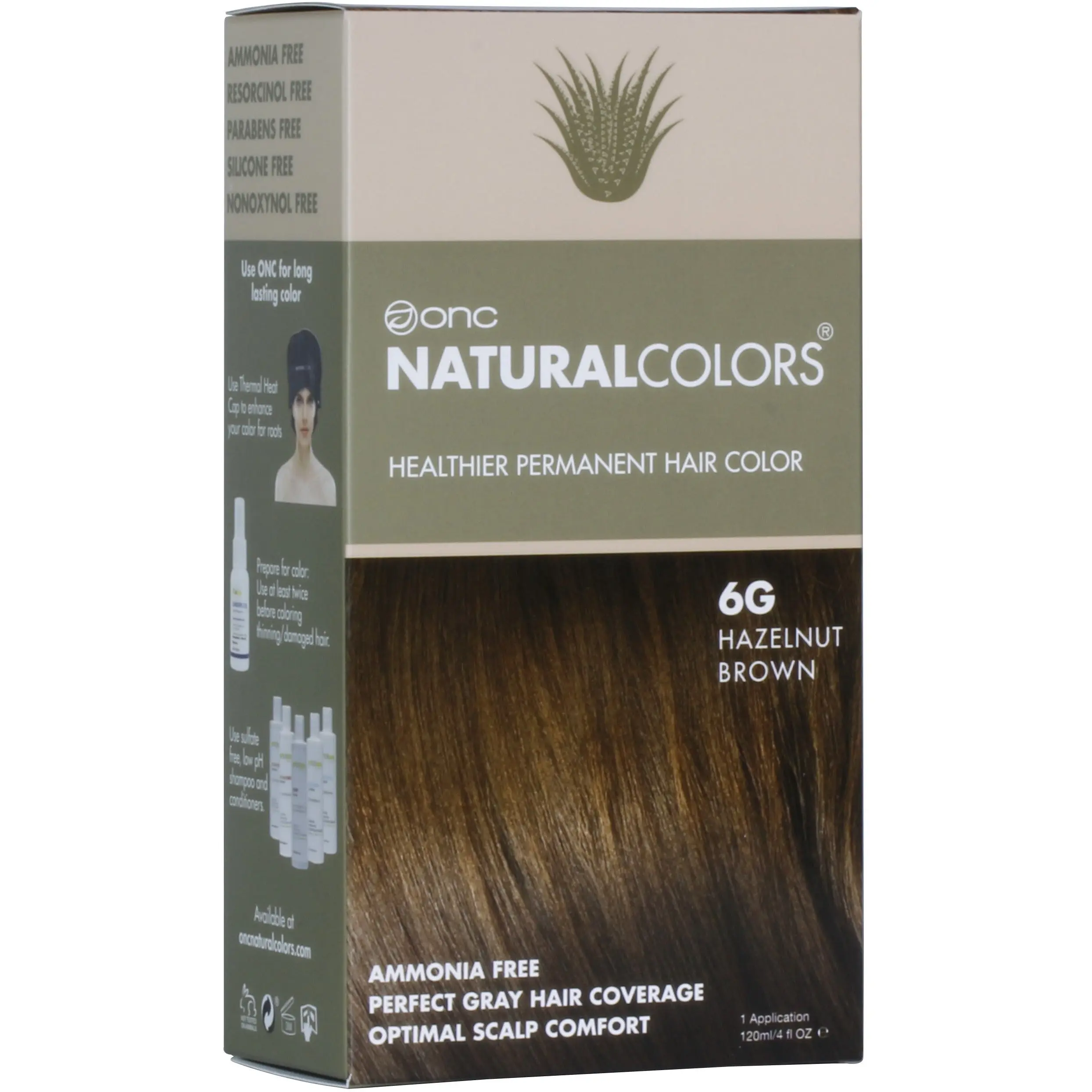 6G Hazelnut Brown Heat Activated Hair Dye With Organic Ingredients 120 mL / 4 fl. oz.