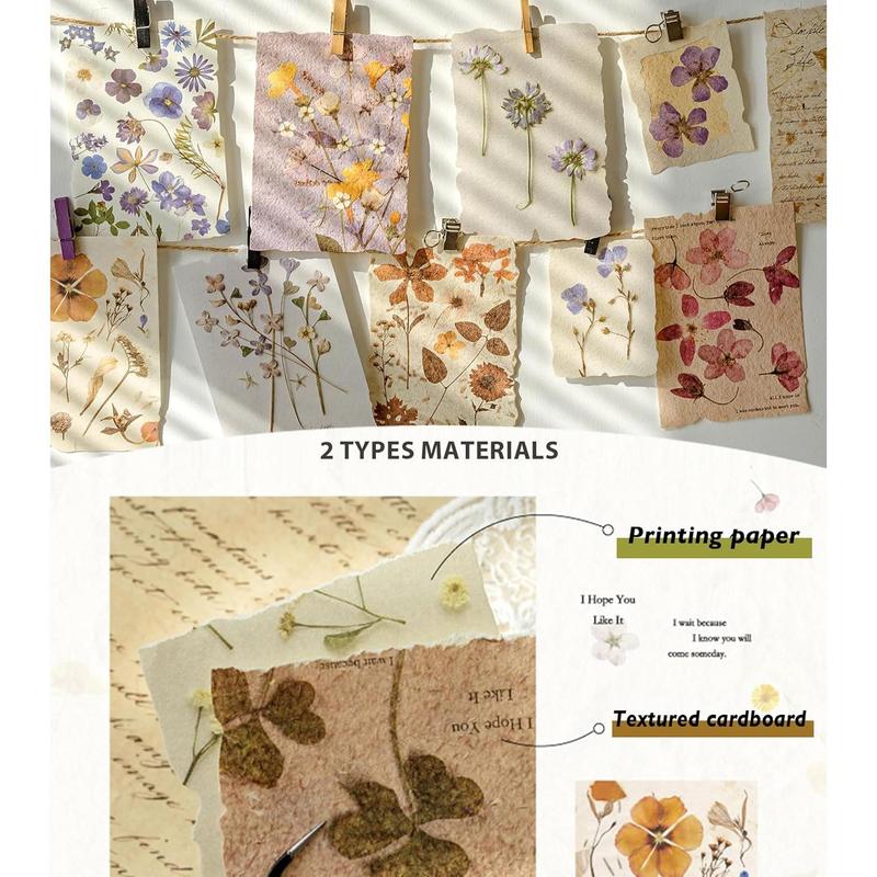 120 Pcs Scrapbook Paper  4 Floral Embossed TexturedRice Craft Paper Assorted Special Cards paper Mix for Scrapbooking Junk Journal Journaling Supplies Planner Bullet Collage