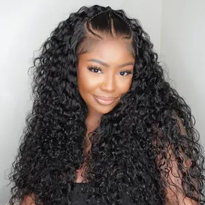 Water Wave Stylist Glueless Ready To Go 13x4 Lace Front Wig Pre Cut Lace Pre Bleached Human Hair Wig