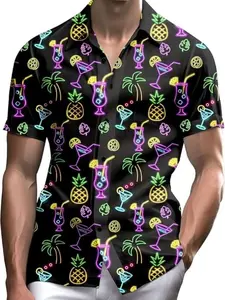 Neon Shirts for Men Button Up Shirts,Mens Neon Shirt Hawaiian Shirt for Men
