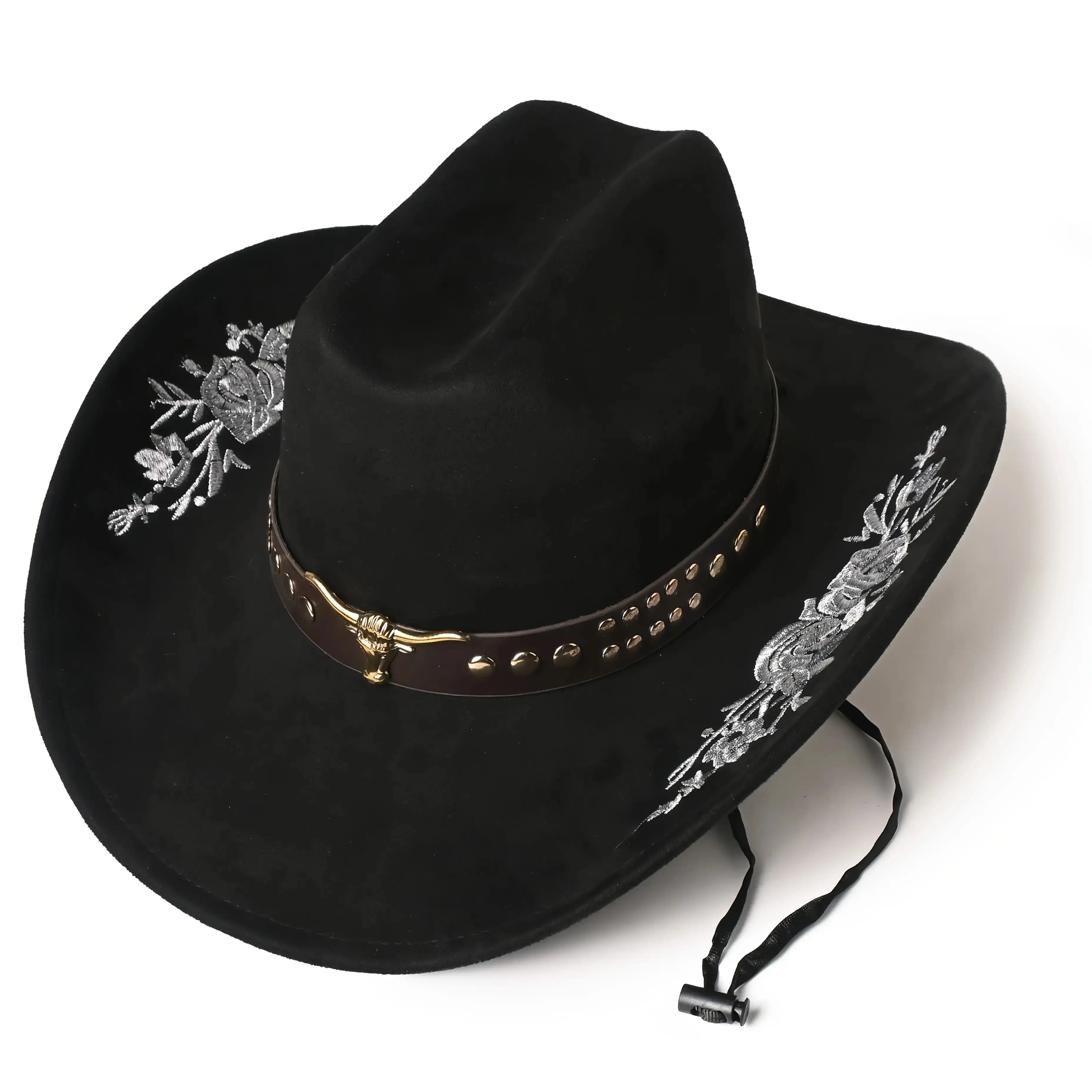 This elegant, plated bull-head sculpted metal belt features 
