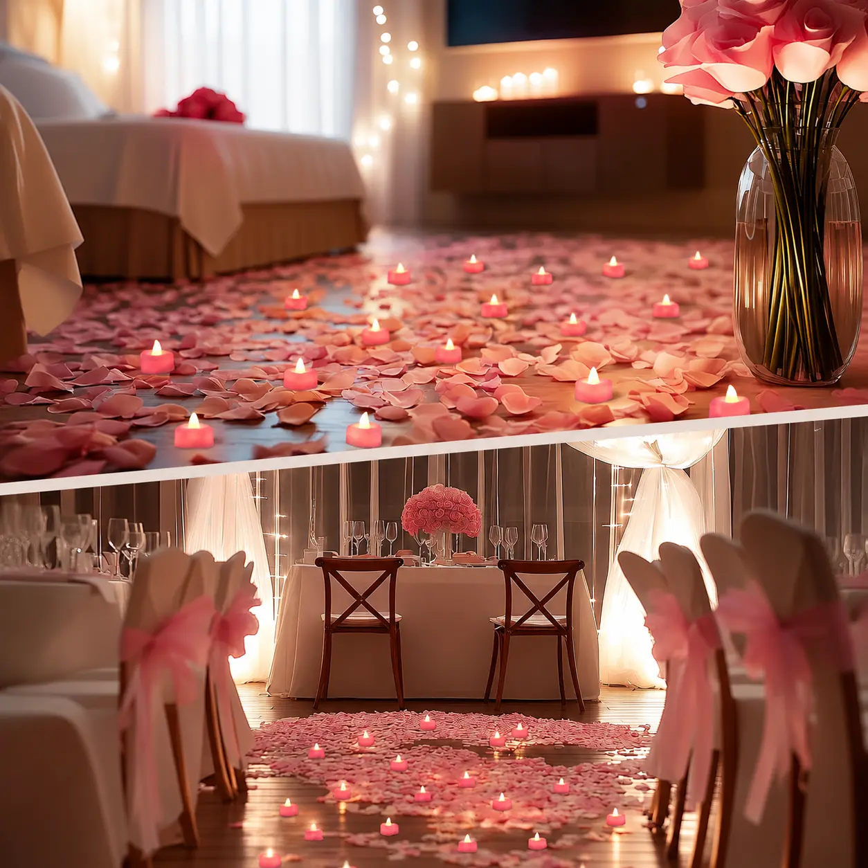 1000pcs Artificial Rose Petals With 24pcs LED Tea Lights Candles Romantic Fake Rose Floral Decorations Special Night Set Valentine S Day Wedding Anniversa 1000pcs Artificial Rose Petals With 24pcs LED Tea Lights Candles Romantic Fake Rose Floral Decorations Special Night Set Valentine S Day Wedding Anniversa