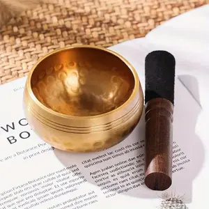 Meditation Singing Bowl Set for Sound Healing, Hand-Carved Copper Bowl with Wood Mallet and Pad, Yoga Stress Relief Chakra Balance Mindfulness Practice